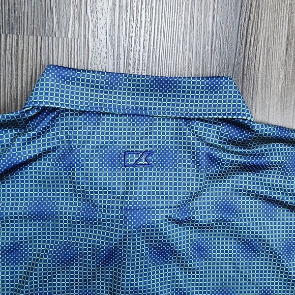 Cutter & Buck TPC Golf Polo Shirt Mens Large Blue Green Grid Stretch Performance - Picture 7 of 9